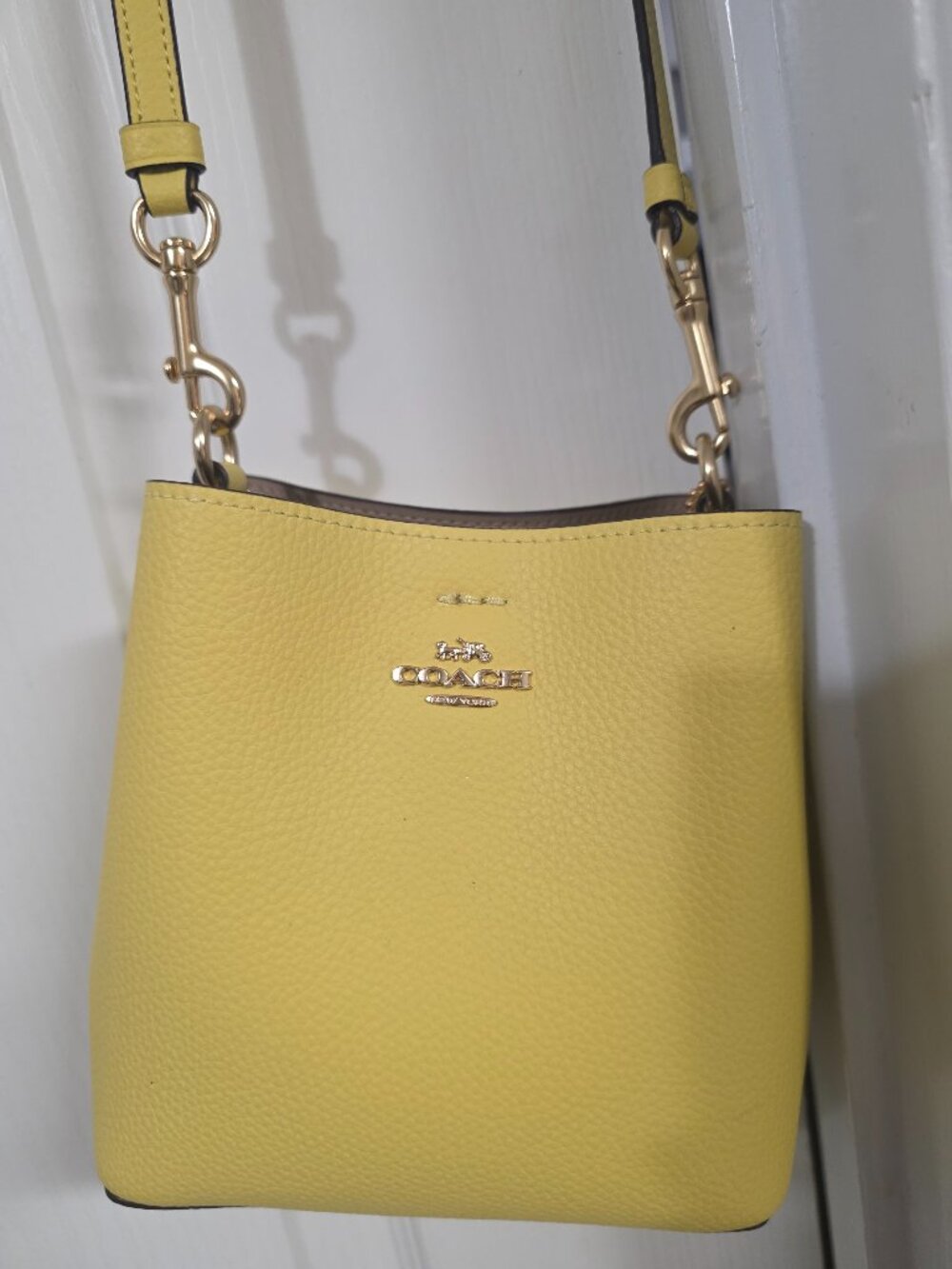 Coach Mini Town Bucket Bag Yellow Leather Crossbody